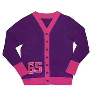 Men's <b>Purple</b> Knitted V-Neck <b>Cardigan</b> Full Sleeve Button Closure Autumn Style Sweater Solid Color 65 Front Print - Product Image 1