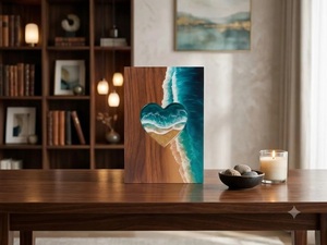 Ocean Wave American Style Wooden Cremation Urn for Human Ashes-Handmade Heart <b>Memorial</b> <b>Box</b> Durable & Eco-Friendly - Product Image 3