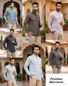 Kurta en coton imprimé pour hommes, style décontracté indien, idéal pour le bureau et le quotidien, pour garçons - Product Image 6