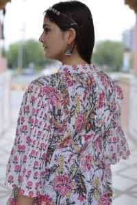 Robe en coton imprimé floral indien à main bloc nouvelle tenue décontractée d'été à la mode pour mariage cadeau écologique tissé à la main - Product Image 2