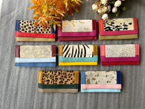 Bolso de mano con estampado de animales para mujer, Cartera de piel auténtica hecha a mano con estampado de animales, multicolor, elegante y rechoncho, multiusos, tarjetero ATM - Product Image 3