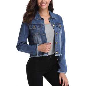 Veste en jean pour femme de haute qualité, sur mesure, en tissu denim uni, style décontracté. - Product Image 4