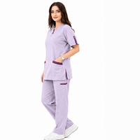 Ensemble de tenue médicale pour femmes en gros : Blouse et pantalon extensibles à col en V pour le personnel infirmier, vêtements de travail pour les cliniques et hôpitaux