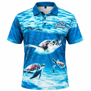 Camiseta de Pesca para Hombre, Diseño de Tortuga Marina con Estampado por Sublimación, Secado Rápido, UPF 50, Azul, Manga Corta, Ropa Deportiva para Adultos - Product Image 2
