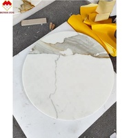 Table basse moderne en marbre blanc or Calacatta pour le salon dessus rond en marbre blanc pour l'atelier à domicile ou le mobilier du centre commercial