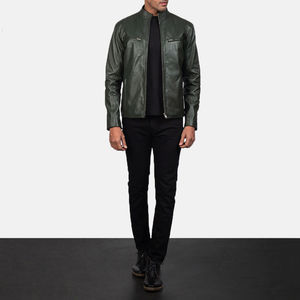 High Quality Men's Leather <b>Canvas</b> <b>Jacket</b> Stand Collar Waterproof Front Logo High Street Style Winter Fashion Pakistan Made - Product Image 6