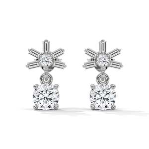 Pendientes Clásicos de Diamantes Naturales con Corte Ovalado para Mujer, Chapados en Oro Rosa, para Joyería de Boda Certificada - Product Image 4