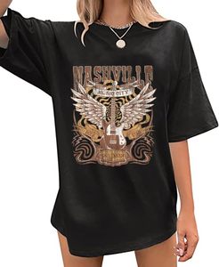 Camiseta Informal con Estampado Gráfico para Mujer, Mezcla de Algodón Suave, Cómoda para Uso Diario, Estilo Moderno - Product Image 1