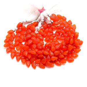 Cuentas de piedras preciosas de cornalina en forma de hoja, cuentas de piedras preciosas de cornalina natural talladas a mano de 10-11 mm para la fabricación de joyas y accesorios de bricolaje. - Product Image 2