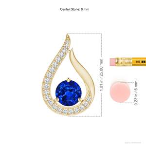 Pendentif Tulipe Fait Main en Or 18K avec Saphir Bleu Flottant Taille Ronde 0,75 Carat et Diamants, Certifié IGI, Pierre Précieuse Naturelle, OEM - Product Image 3