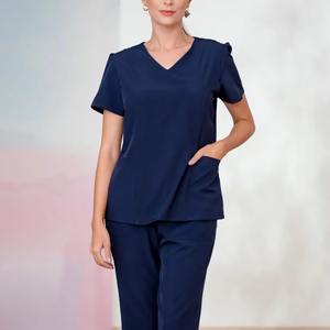 Uniformes Médicos Unisex para Mujer, Conjuntos de Uniformes de Hospital, Lisos, Coloridos, Cuello en Y, Manga Larga, Tejido de Poliéster/Rayón, OEM - Product Image 5