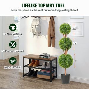 Topiari artificiali di bosso alti 48 pollici, a 3 sfere, piante verdi finte per matrimoni, set da 2 fioriere per topiari - Product Image 1