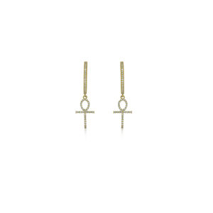 Boucles d'oreilles clous en or jaune avec diamant solitaire taille brillant, légères, bijoux pour femme, cadeau pour mariage, anniversaire, fête, rhodiées - Product Image 1