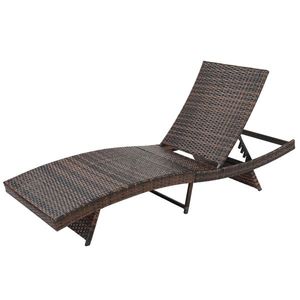 Sedia da Giardino in Rattan Intrecciato con Telaio in Ferro a Forma di S, 193*68*33cm, Cuscino Sfumato Marrone-Beige - Product Image 2