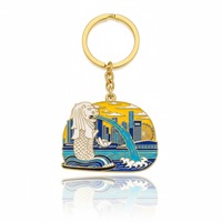 Porte-clés rotatif en alliage de zinc personnalisé avec impression sérigraphiée, motif Merlion de Singapour, cadeau souvenir touristique promotionnel pas cher