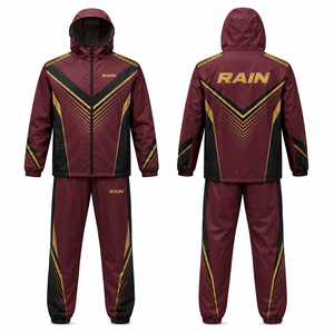 Rain Men's <b>Waterproof</b> Breathable <b>Winter</b> Sporty Varsity <b>Jacket</b> Navy Orange Color Blocking PU Coated Zipper Closure Embroidered - Product Image 1