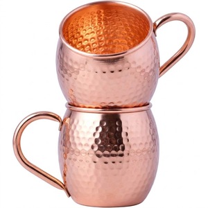 Tasses en cuivre mule modernes de qualité supérieure, écologiques, en cuivre pur, avec un design martelé à la main en forme de diamant, pour l'eau et la bière - Product Image 2