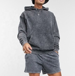 ชุดสองชิ้นสำหรับผู้ชาย,ชุดเสื้อฮู้ดแบบสวมหัวมัดย้อมไซส์ใหญ่พิเศษสำหรับฤดูร้อน - Product Image 4