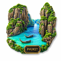 Aimant de réfrigérateur personnalisé en résine 3D, impression bateau, pour souvenirs de voyage en Thaïlande, vente en gros