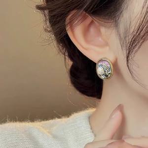 Pendientes de Perlas de Agua Dulce de Plata Pura, Estilo Surero, Moda de Verano, Accesorios con Diseño de Espiga de Trigo, Inspirados en la Pintura al Óleo, Elegantes - Product Image 4