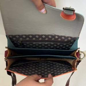 New Color <b>Block</b> Recycled Leather Crossbody Bag Retro Style Shoulder Purse with Buckle Colorful Leather Small Handbag for Women - Product Image 6