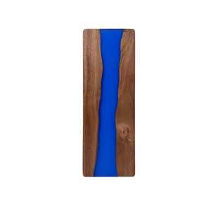 Planche à découper carrée en bois d'acacia avec résine époxy bleue, plateau de service pour charcuterie et fromages, planche de cuisine pliable - Product Image 1