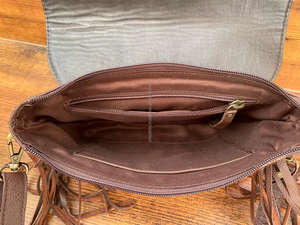 Fashionable Women's Hand Tooled Genuine Leather Fringe Crossbody Bag Multifunctional Luxury Cowhide Floral Shoulder Flap <b>Handbag</b> - Product Image 6