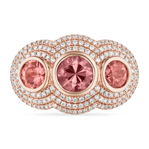 Rose <b>Gold</b> <b>Cocktail</b> <b>Ring</b> With Morganite And Diamond Luxury Women's Party Jewelry - Product Image 2