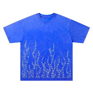 เสื้อยืดคุณภาพสูงสั่งทำพิเศษ ประดับด้วยคริสตัล 100% ผ้าฝ้ายเจอร์ซีย์ สำหรับผู้ชาย แขนสั้น คอกลม สวมใส่สบายๆ ในฤดูร้อน เสื้อยืดแบบยูนิเซ็กส์ - Product Image 5