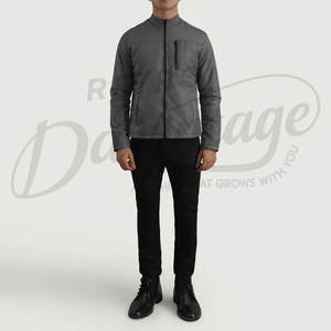 Blouson bomber gris personnalisé léger pour homme, coupe ajustée, coupe-vent décontracté, col montant, fermeture éclair, vêtements de sport et de mode pour l'extérieur - Product Image 3