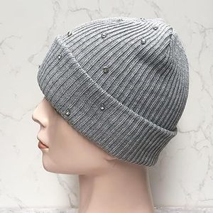 OEM Black Rhinestone Knit Beanie Hat Women <b>Men</b> Winter Cuffed <b>Cap</b> Ribbed Soft Warm Streetwear Custom Logo Hat - Product Image 4