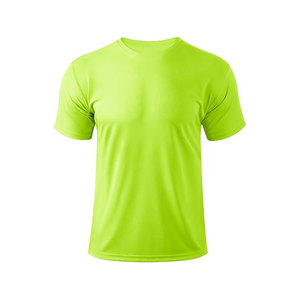 Men's Lime Green Short Sleeve O-Neck T-<b>Shirt</b> Regular Fit Solid Color Casual Jersey Style <b>100</b>% <b>Polyester</b> Quick Dry - Product Image 1