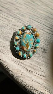 Western Cluster Statement <b>Ring</b> Style Cowgirl <b>Ring</b> Silver <b>Adjustable</b> Band Jewelry for Women - Product Image 6
