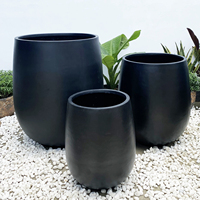 Ensemble de jardinières minimalistes classiques américaines en polystone marron pour l'extérieur, la maison et le jardin, pots de fleurs écologiques et durables pour plantes vertes