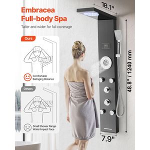 53 Brushed Stainless Steel <b>Shower</b> Column LED Rainfall <b>Shower</b> Head 6 Function Faucet Wall Tower <b>Shower</b> <b>Shower</b> Room <b>Accessories</b> - Product Image 2