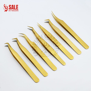 Golden Lash Isolation Tweezers Private Label Fiber Gold Tip Custom Lash Extension Tweezers for Individual Lashes Anti-Static - Product Image 1