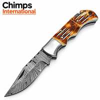 Couteau pliant de chasse et de camping de qualité supérieure avec manche en os brûlé, vente en gros de couteaux tactiques de survie pour l'extérieur