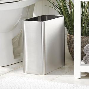 Modern Metal Trash Can Wastebasket Stylish Durable Waste <b>Bin</b> for Home Office Bathroom - Product Image 5