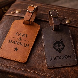 Personalized Genuine Leather Luggage <b>Tags</b> Privacy Cover Bag <b>Tags</b> Custom Logo Travel Suitcase Labels Low LMP-0216 - Product Image 6
