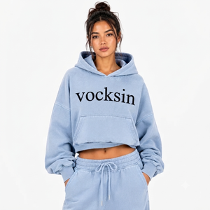 Sudadera con Capucha VOCKSIN para Mujer, Talla Grande, Regular, Transpirable, Forrada, de Invierno, Premium, de Algodón Grueso, Color Azul Bebé - Product Image 1