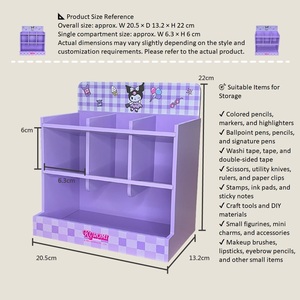 Custom Cartoon Wooden Desk Organizer Compartment Storage <b>Box</b> Stationery Holder for Office Study <b>Vanity</b> Table - Product Image 4