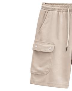 Pantalones Cortos Cargo Beige para Hombre, Cintura Elástica con Cordón, Estilo Casual Urbano, con Bolsillos Laterales, Pantalones Cortos de Verano, Fabricante OEM - Product Image 3