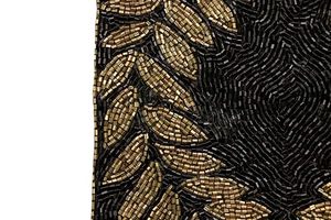 Embroidered Geometric <b>Table</b> <b>Runner</b> Black Gold Rustic Home Decor Washable - Product Image 2