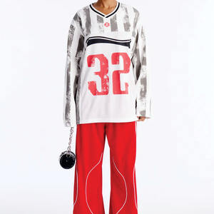 Maillot de football américain de luxe pour femme, coupe oversize, manches longues, en maille, design personnalisé, streetwear, OEM, marque privée, USA - Product Image 3