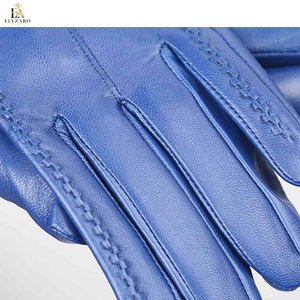 Gants en cuir bleus à écran tactile Elyzaro, longueur opéra, chauds pour l'hiver, pour la conduite - Product Image 3