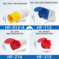 Prise électrique industrielle HFE 110V/220V/380V 2-5 broches 16A IP44/IP67 en nylon et cuivre, 3 prises, montage en surface