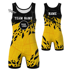 Combinaison de lutte, boxe, extensible, respirante, séchage rapide, matière Spandex/Polyester, logo avant SINEWY SPORTS OEM - Product Image 1