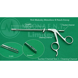 Blakesley Rhinoforce II Punch Forcep droit, 12,5 cm de longueur, canal d'aspiration taille 2, canal de nettoyage, instrument chirurgical ORL - Product Image 3