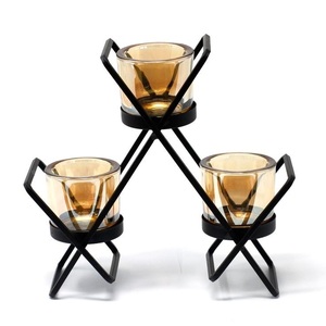 Modern Industrial Metal Cage <b>Candle</b> Holder Geometric 3D Double Hurricane Stand Antique Brass Finish Rectangular Centerpiece for - Product Image 4