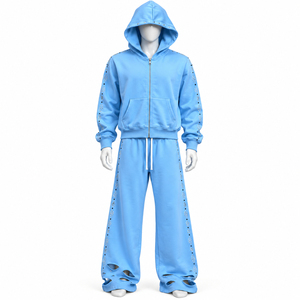 Custom Orange and Black Tracksuit Set with Zip Up Hoodie and Wide Leg Pant Star Print Streetwear Design Premium Matching Outfit - Product Image 5